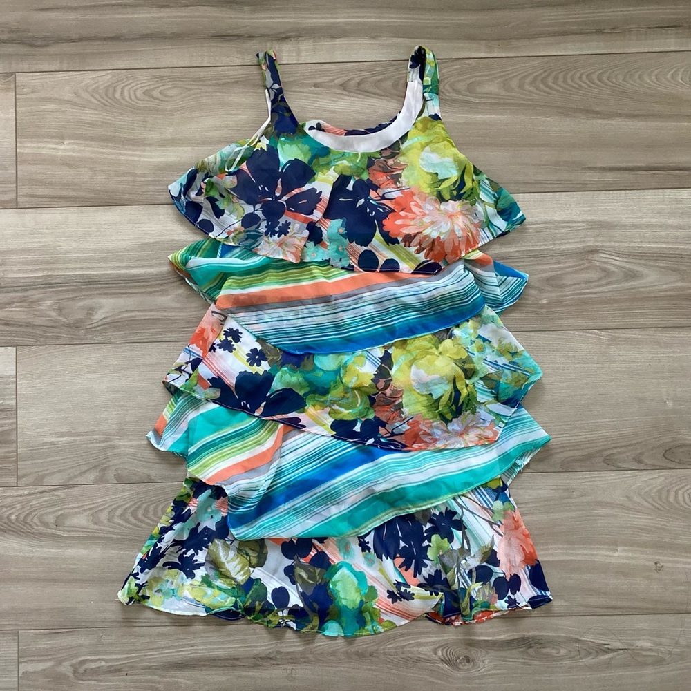 Robbie Bee Floral Tiered Ruffle Dress